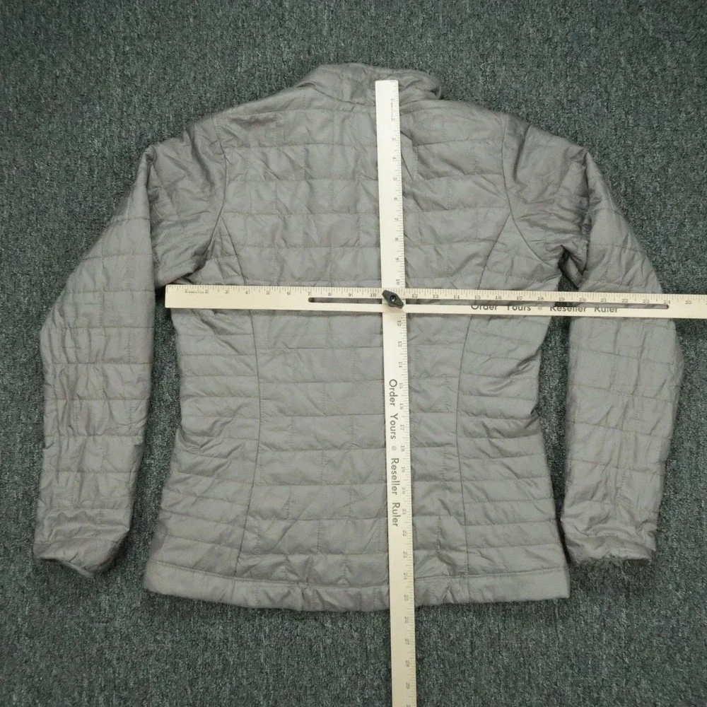 Patagonia Jacket Women Small Gray Nano Puff Full Zip Pockets Quilted Primaloft *